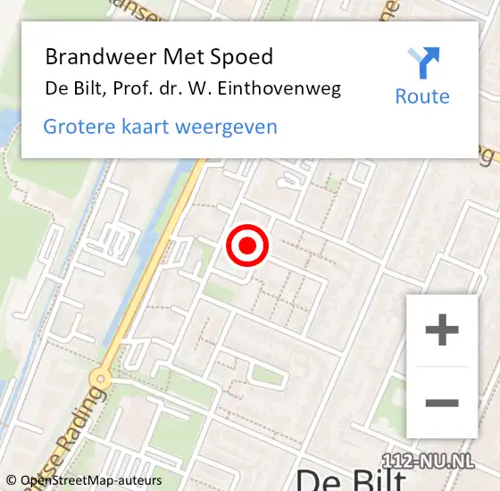 Locatie op kaart van de 112 melding: Brandweer Met Spoed Naar De Bilt, Prof. dr. W. Einthovenweg op 10 maart 2022 14:19