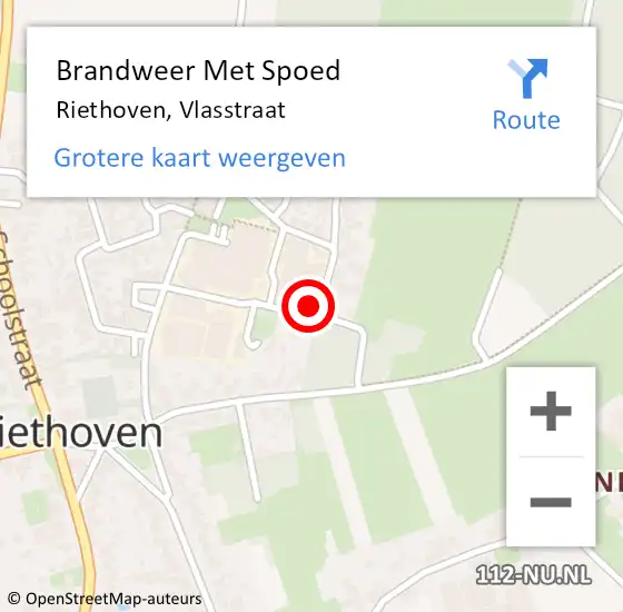 Locatie op kaart van de 112 melding: Brandweer Met Spoed Naar Riethoven, Vlasstraat op 10 maart 2022 14:23