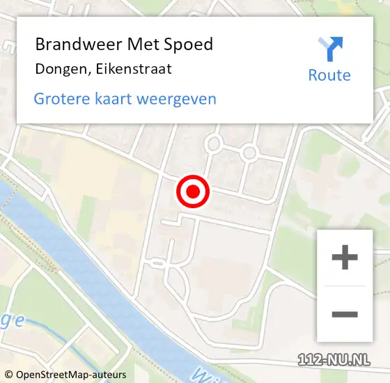 Locatie op kaart van de 112 melding: Brandweer Met Spoed Naar Dongen, Eikenstraat op 10 maart 2022 14:43