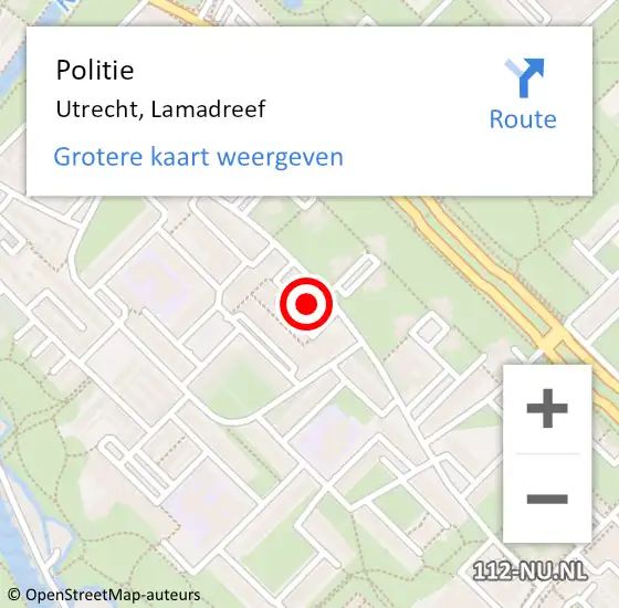 Locatie op kaart van de 112 melding: Politie Utrecht, Lamadreef op 10 maart 2022 15:08