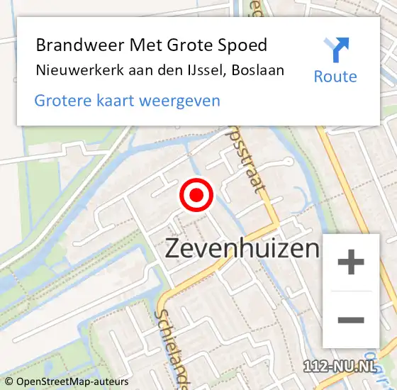 Locatie op kaart van de 112 melding: Brandweer Met Grote Spoed Naar Nieuwerkerk aan den IJssel, Boslaan op 10 maart 2022 15:23