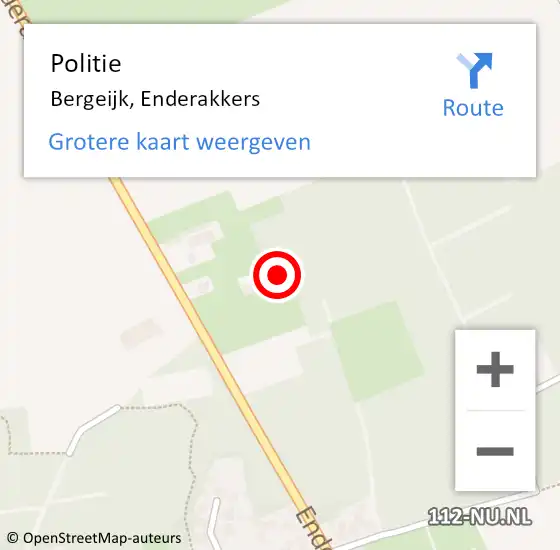 Locatie op kaart van de 112 melding: Politie Bergeijk, Enderakkers op 10 maart 2022 15:44