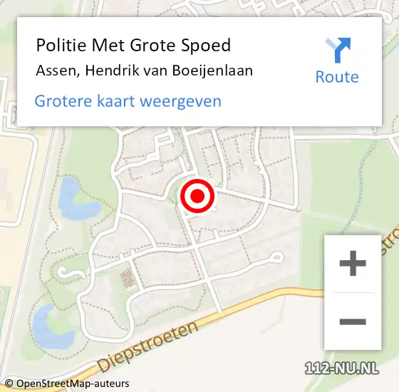 Locatie op kaart van de 112 melding: Politie Met Grote Spoed Naar Assen, Hendrik van Boeijenlaan op 10 maart 2022 15:50