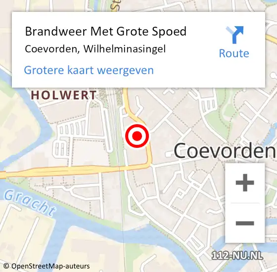 Locatie op kaart van de 112 melding: Brandweer Met Grote Spoed Naar Coevorden, Wilhelminasingel op 10 juli 2014 17:11