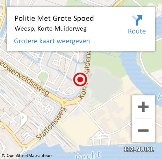 Locatie op kaart van de 112 melding: Politie Met Grote Spoed Naar Weesp, Korte Muiderweg op 10 maart 2022 16:00