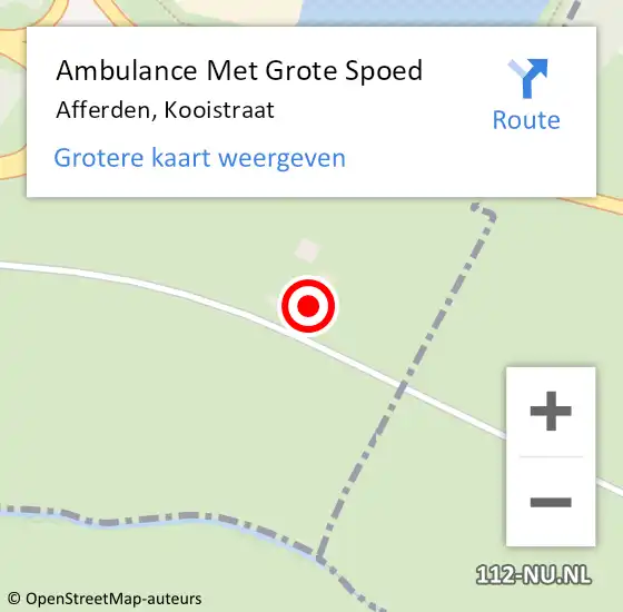 Locatie op kaart van de 112 melding: Ambulance Met Grote Spoed Naar Afferden, Kooistraat op 10 maart 2022 16:01