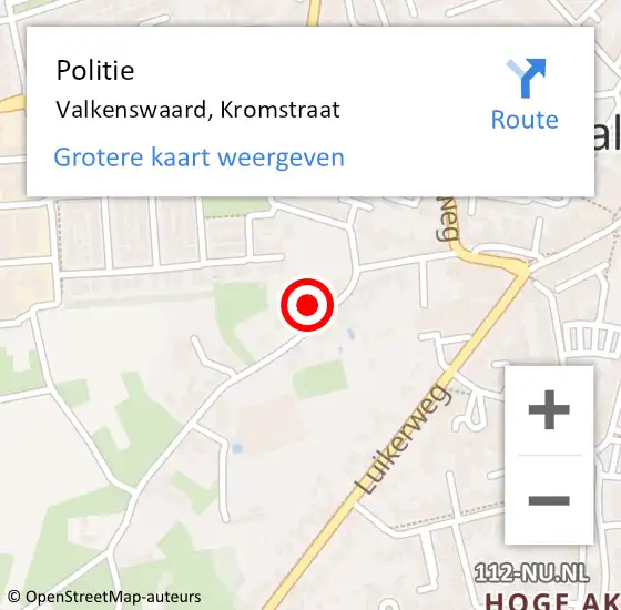 Locatie op kaart van de 112 melding: Politie Valkenswaard, Kromstraat op 10 maart 2022 16:05