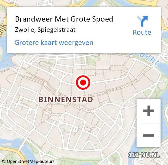 Locatie op kaart van de 112 melding: Brandweer Met Grote Spoed Naar Zwolle, Spiegelstraat op 10 juli 2014 17:14