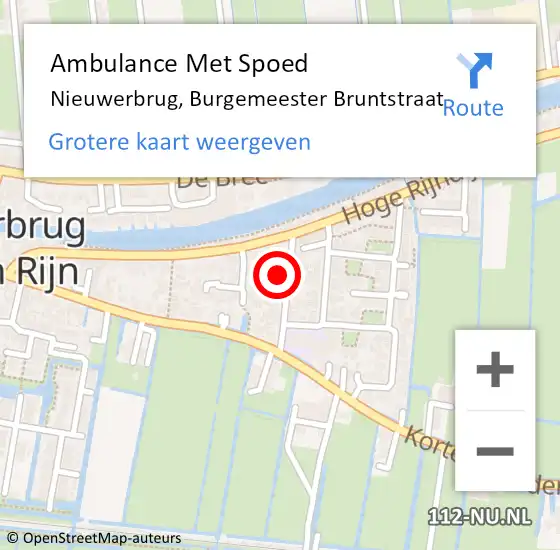 Locatie op kaart van de 112 melding: Ambulance Met Spoed Naar Nieuwerbrug, Burgemeester Bruntstraat op 10 juli 2014 17:14