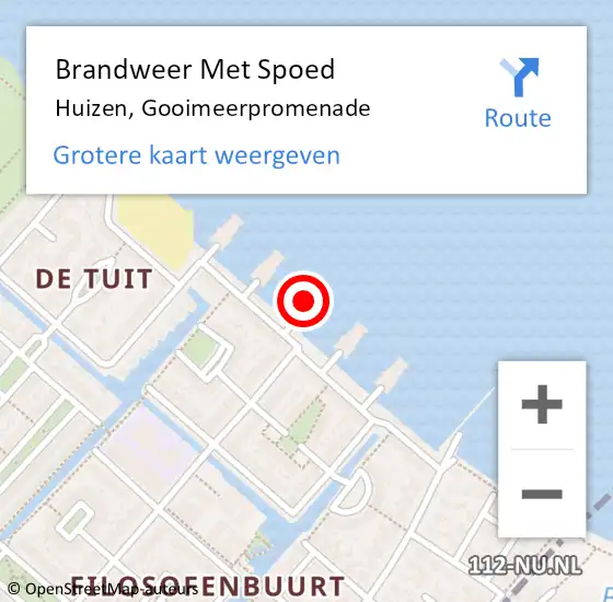 Locatie op kaart van de 112 melding: Brandweer Met Spoed Naar Huizen, Gooimeerpromenade op 10 maart 2022 16:42