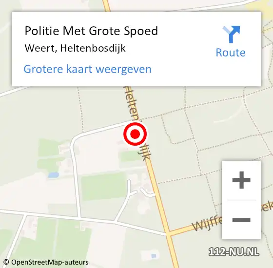 Locatie op kaart van de 112 melding: Politie Met Grote Spoed Naar Weert, Heltenbosdijk op 10 maart 2022 16:47