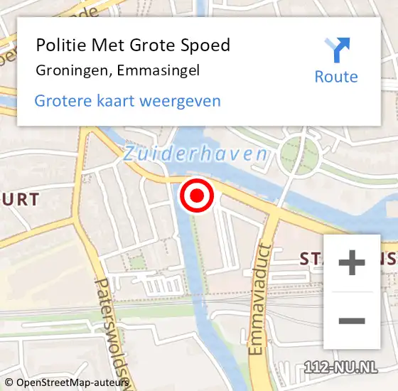 Locatie op kaart van de 112 melding: Politie Met Grote Spoed Naar Groningen, Emmasingel op 10 maart 2022 16:48