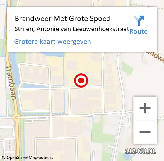 Locatie op kaart van de 112 melding: Brandweer Met Grote Spoed Naar Strijen, Antonie van Leeuwenhoekstraat op 10 maart 2022 16:57