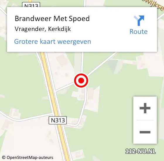 Locatie op kaart van de 112 melding: Brandweer Met Spoed Naar Vragender, Kerkdijk op 7 oktober 2013 20:40