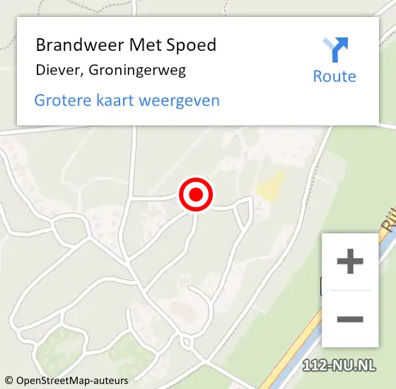 Locatie op kaart van de 112 melding: Brandweer Met Spoed Naar Diever, Groningerweg op 10 maart 2022 17:01