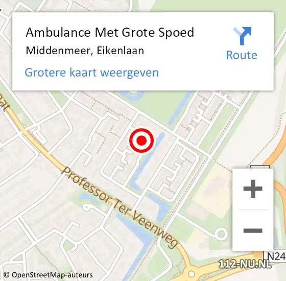 Locatie op kaart van de 112 melding: Ambulance Met Grote Spoed Naar Middenmeer, Eikenlaan op 10 maart 2022 17:11