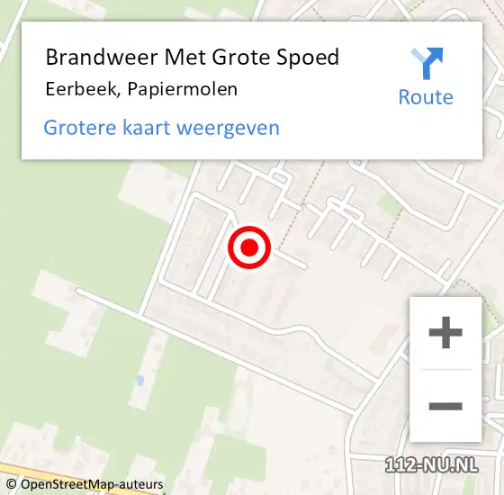 Locatie op kaart van de 112 melding: Brandweer Met Grote Spoed Naar Eerbeek, Papiermolen op 10 maart 2022 17:18