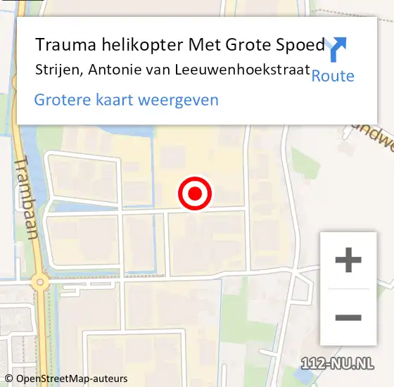 Locatie op kaart van de 112 melding: Trauma helikopter Met Grote Spoed Naar Strijen, Antonie van Leeuwenhoekstraat op 10 maart 2022 17:19