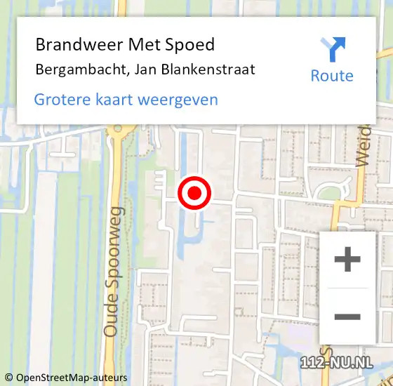 Locatie op kaart van de 112 melding: Brandweer Met Spoed Naar Bergambacht, Jan Blankenstraat op 10 maart 2022 17:34