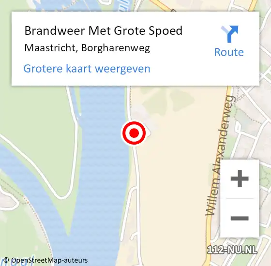 Locatie op kaart van de 112 melding: Brandweer Met Grote Spoed Naar Maastricht, Borgharenweg op 10 maart 2022 17:41