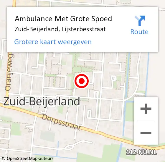 Locatie op kaart van de 112 melding: Ambulance Met Grote Spoed Naar Zuid-Beijerland, Lijsterbesstraat op 10 maart 2022 17:42