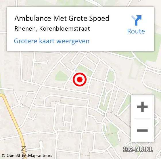 Locatie op kaart van de 112 melding: Ambulance Met Grote Spoed Naar Rhenen, Korenbloemstraat op 10 maart 2022 17:50