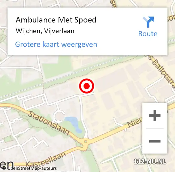 Locatie op kaart van de 112 melding: Ambulance Met Spoed Naar Wijchen, Vijverlaan op 10 maart 2022 18:03