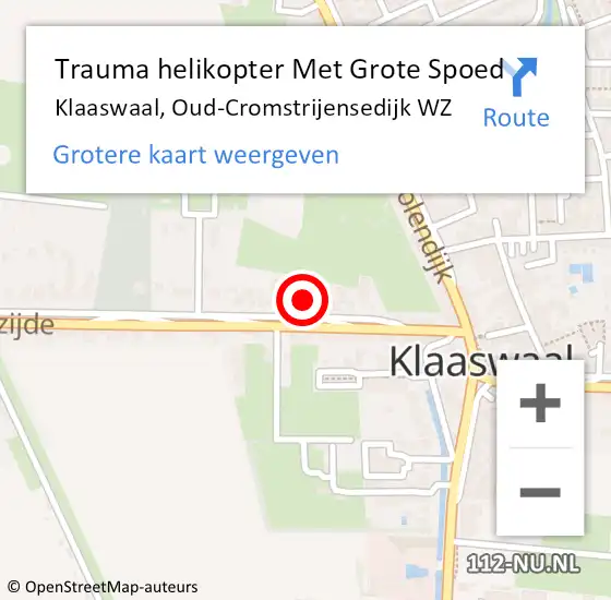 Locatie op kaart van de 112 melding: Trauma helikopter Met Grote Spoed Naar Klaaswaal, Oud-Cromstrijensedijk WZ op 10 maart 2022 18:18