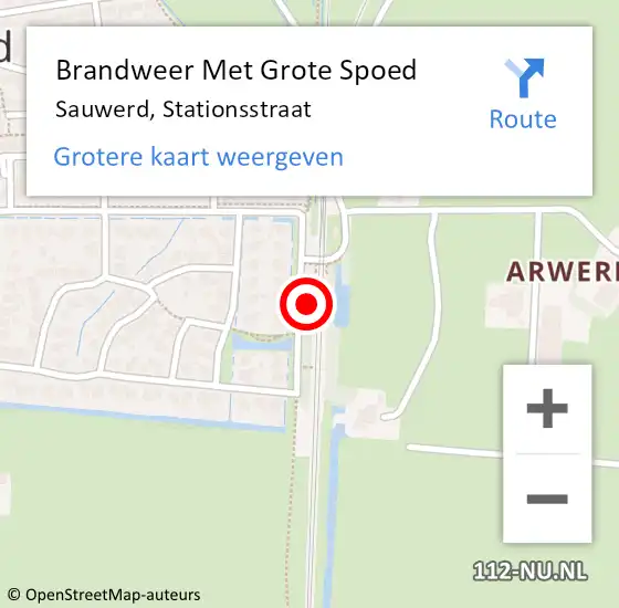 Locatie op kaart van de 112 melding: Brandweer Met Grote Spoed Naar Sauwerd, Stationsstraat op 10 juli 2014 17:27