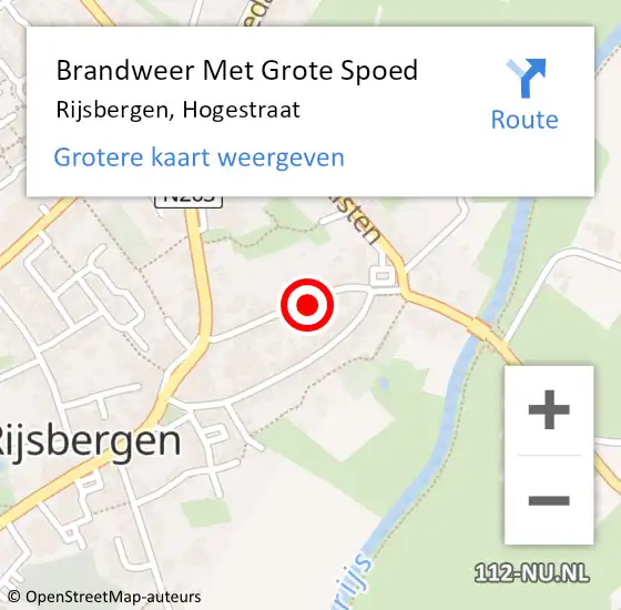 Locatie op kaart van de 112 melding: Brandweer Met Grote Spoed Naar Rijsbergen, Hogestraat op 10 maart 2022 18:52