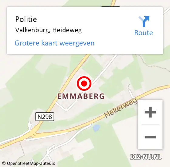 Locatie op kaart van de 112 melding: Politie Valkenburg, Heideweg op 10 maart 2022 19:01