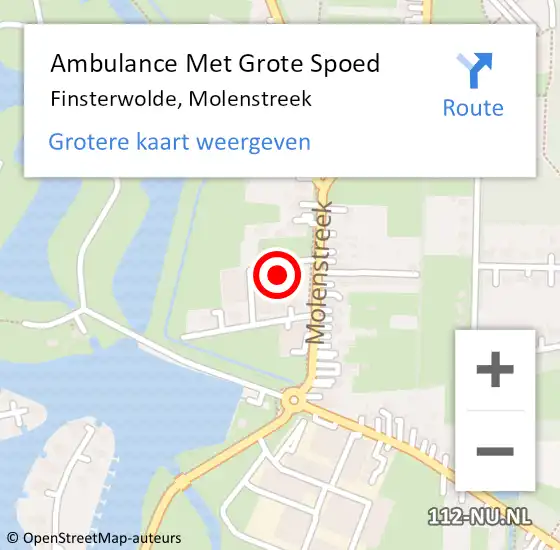 Locatie op kaart van de 112 melding: Ambulance Met Grote Spoed Naar Finsterwolde, Molenstreek op 10 juli 2014 17:32