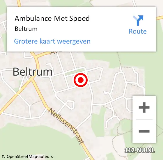 Locatie op kaart van de 112 melding: Ambulance Met Spoed Naar Beltrum op 10 maart 2022 19:18