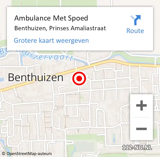 Locatie op kaart van de 112 melding: Ambulance Met Spoed Naar Benthuizen, Prinses Amaliastraat op 10 maart 2022 19:21