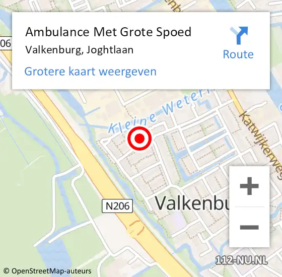 Locatie op kaart van de 112 melding: Ambulance Met Grote Spoed Naar Valkenburg, Joghtlaan op 10 maart 2022 19:28