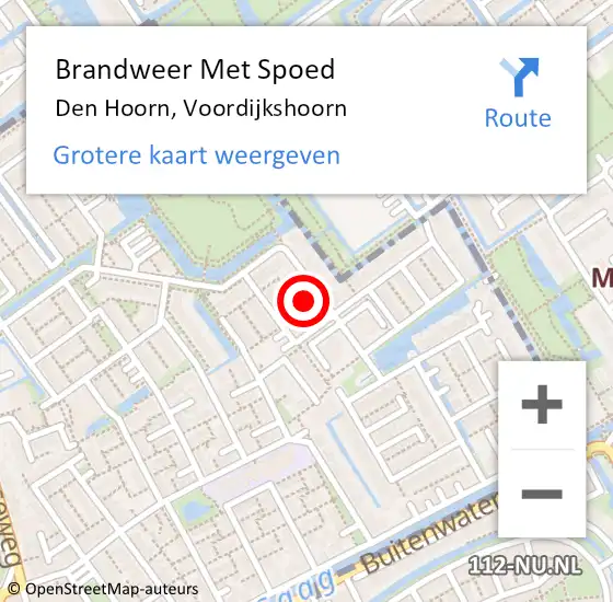 Locatie op kaart van de 112 melding: Brandweer Met Spoed Naar Den Hoorn, Voordijkshoorn op 10 maart 2022 19:36