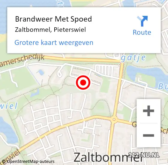 Locatie op kaart van de 112 melding: Brandweer Met Spoed Naar Zaltbommel, Pieterswiel op 10 maart 2022 19:51