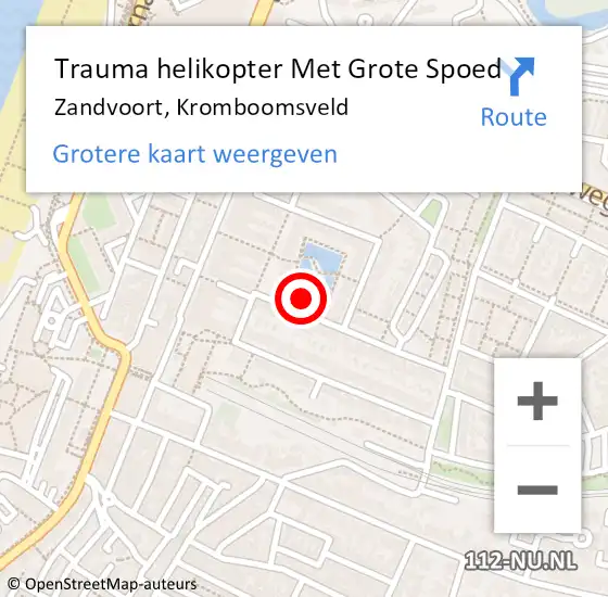 Locatie op kaart van de 112 melding: Trauma helikopter Met Grote Spoed Naar Zandvoort, Kromboomsveld op 10 maart 2022 19:51