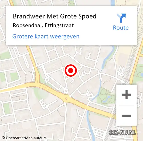 Locatie op kaart van de 112 melding: Brandweer Met Grote Spoed Naar Roosendaal, Ettingstraat op 10 maart 2022 19:51