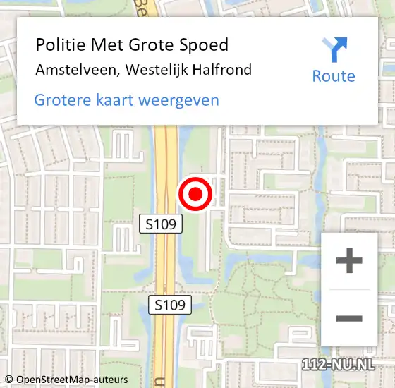 Locatie op kaart van de 112 melding: Politie Met Grote Spoed Naar Amstelveen, Westelijk Halfrond op 10 maart 2022 19:52