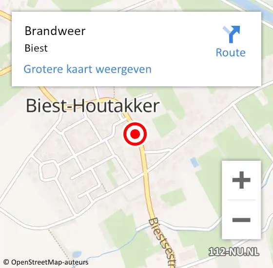 Locatie op kaart van de 112 melding: Brandweer Biest op 10 juli 2014 17:35