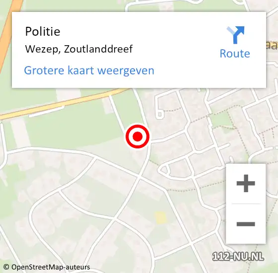 Locatie op kaart van de 112 melding: Politie Wezep, Zoutlanddreef op 10 maart 2022 20:09