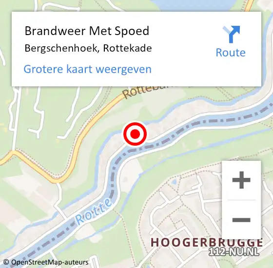 Locatie op kaart van de 112 melding: Brandweer Met Spoed Naar Bergschenhoek, Rottekade op 10 maart 2022 20:24