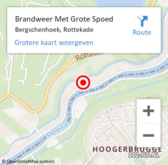 Locatie op kaart van de 112 melding: Brandweer Met Grote Spoed Naar Bergschenhoek, Rottekade op 10 maart 2022 20:28