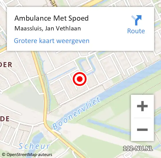 Locatie op kaart van de 112 melding: Ambulance Met Spoed Naar Maassluis, Jan Vethlaan op 10 maart 2022 20:36