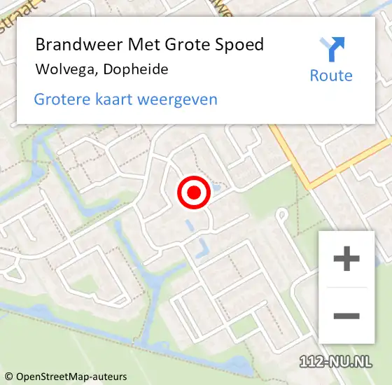 Locatie op kaart van de 112 melding: Brandweer Met Grote Spoed Naar Wolvega, Dopheide op 10 maart 2022 20:46