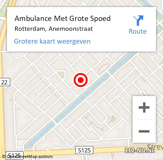 Locatie op kaart van de 112 melding: Ambulance Met Grote Spoed Naar Rotterdam, Anemoonstraat op 10 maart 2022 20:57