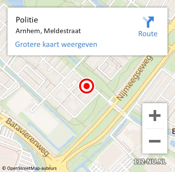 Locatie op kaart van de 112 melding: Politie Arnhem, Meldestraat op 10 maart 2022 21:07