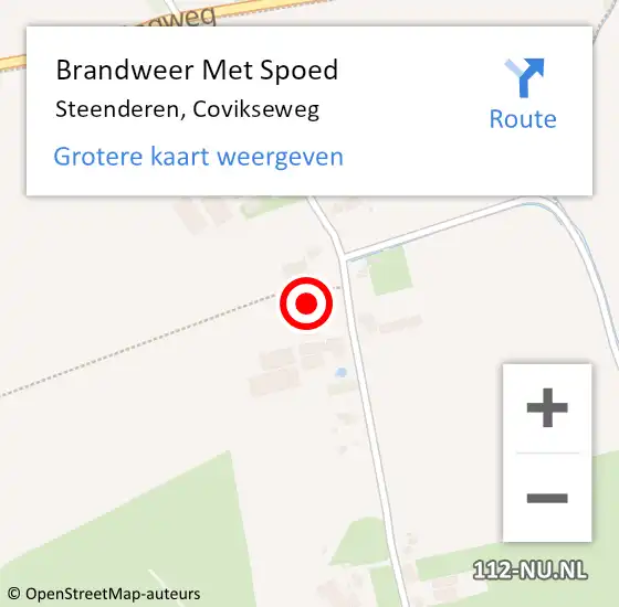 Locatie op kaart van de 112 melding: Brandweer Met Spoed Naar Steenderen, Covikseweg op 10 maart 2022 21:09