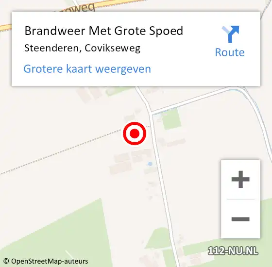 Locatie op kaart van de 112 melding: Brandweer Met Grote Spoed Naar Steenderen, Covikseweg op 10 maart 2022 21:10